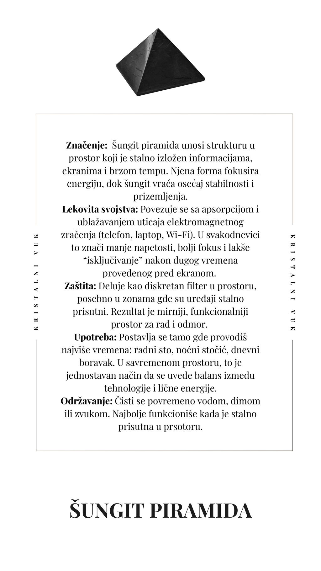 Šungit piramida | 10 cm